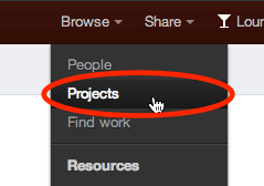Click Projects under the Browse menu